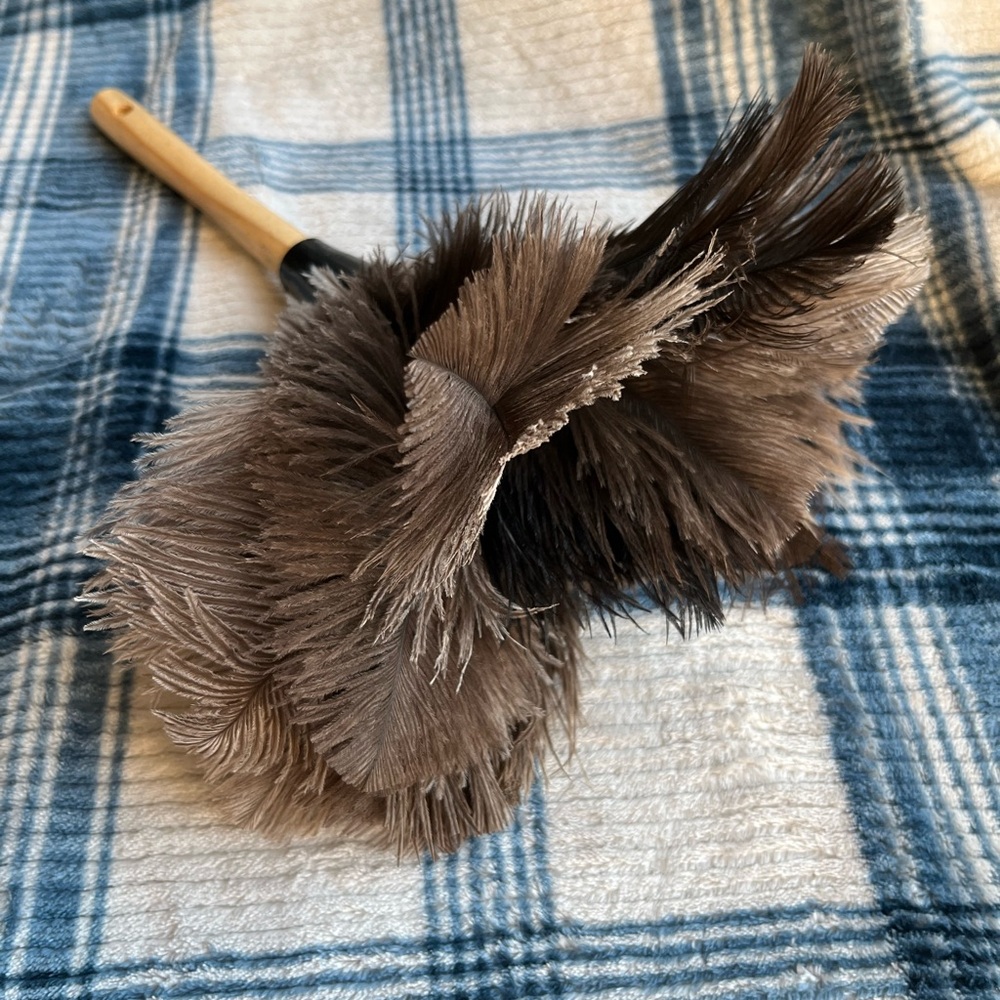 Brown Feather Duster with Wooden Handle